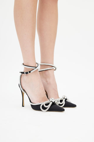 Mach 
Mach Black 
Silver Embellished Wrap Heel