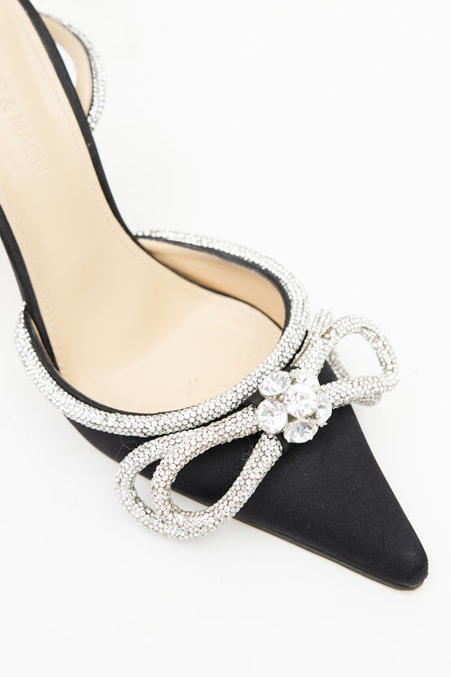 Mach 
Mach Black 
Silver Embellished Wrap Heel