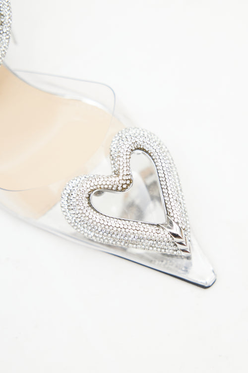 Mach 
Mach Silver Embellished Triple Heart Heel