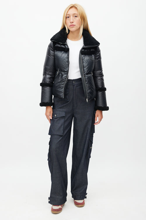 Mackage Black Shearling Puffer Jacket