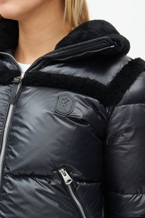 Mackage Black Shearling Puffer Jacket