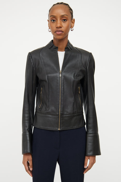 Mackage Black Leather Snap Cuff Jacket