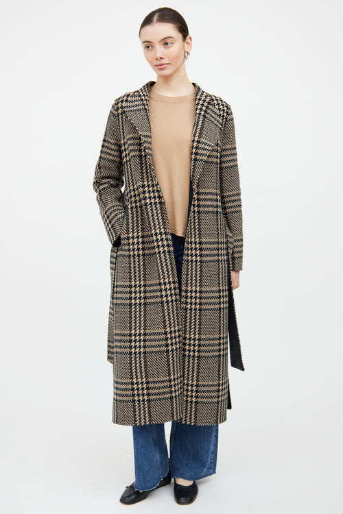 Mackage Brown 
Black Wool Plaid Belted Coat