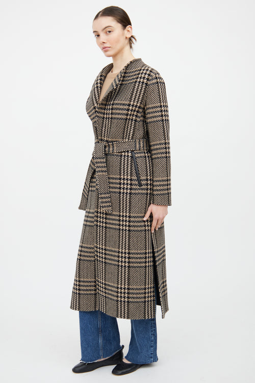 Mackage Brown 
Black Wool Plaid Belted Coat