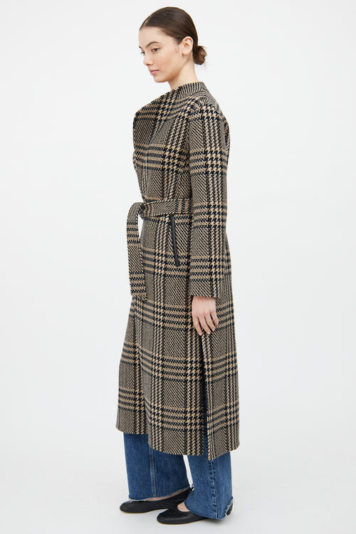 Mackage Brown 
Black Wool Plaid Belted Coat