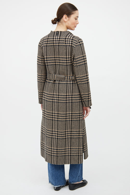 Mackage Brown 
Black Wool Plaid Belted Coat