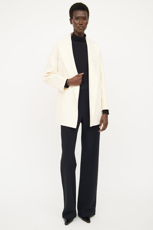 Mackage Cream Wool Wide Lapel Wrap Coat