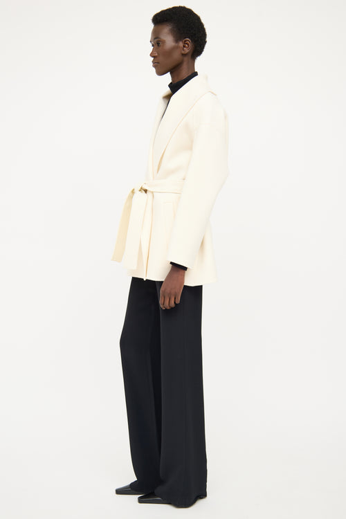 Mackage Cream Wool Wide Lapel Wrap Coat