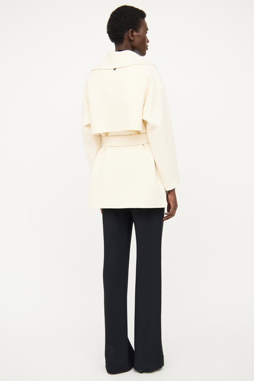 Mackage Cream Wool Wide Lapel Wrap Coat