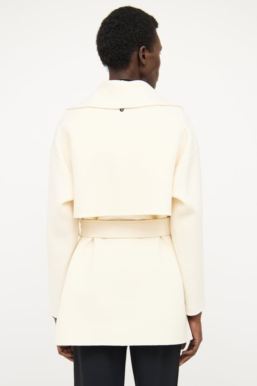 Mackage Cream Wool Wide Lapel Wrap Coat