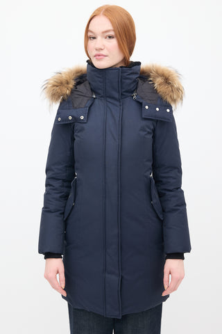 Mackage Navy Down 
Fur Trim Parka