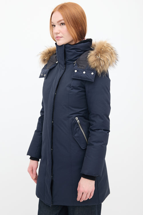 Mackage Navy Down 
Fur Trim Parka