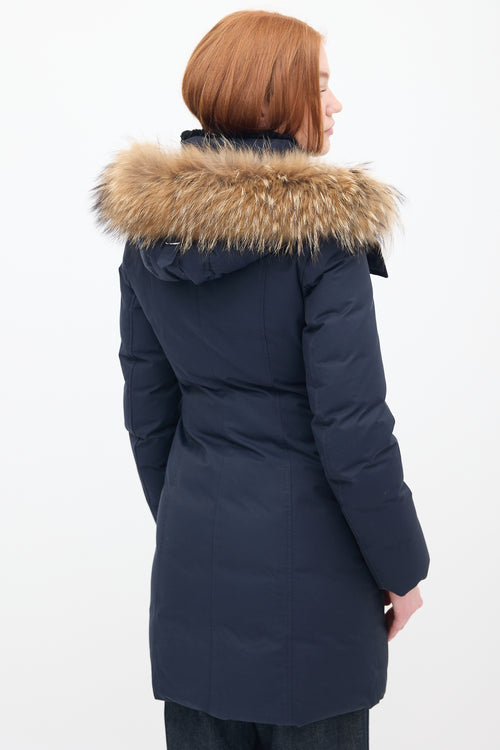 Mackage Navy Down 
Fur Trim Parka