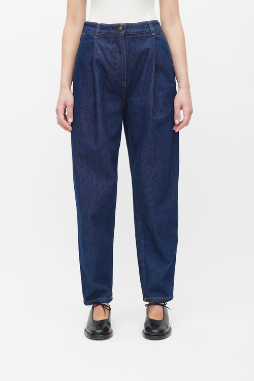 Magda Butrym Blue Dark Wash Toteness Pleated Jeans