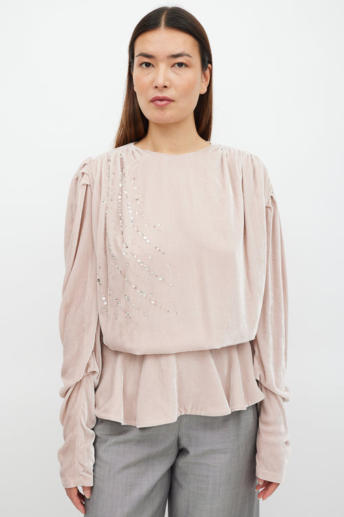 Magda Butrym Pink Velour Jewel Top