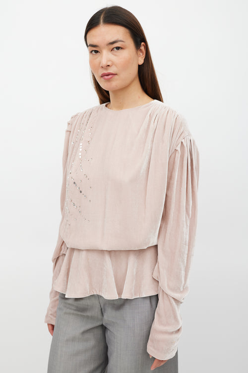 Magda Butrym Pink Velour Jewel Top