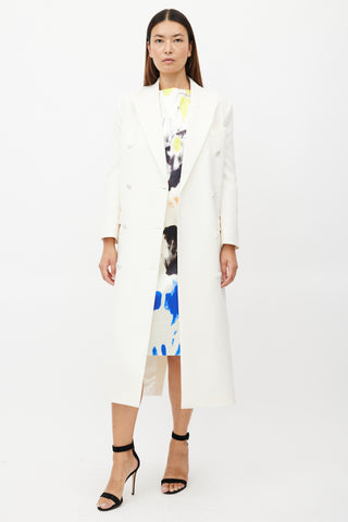 Magda Butrym White Double Breasted Wool Coat