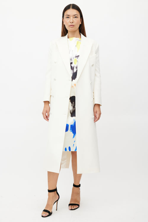 Magda Butrym White Double Breasted Wool Coat