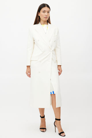 Magda Butrym White Double Breasted Wool Coat