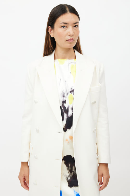 Magda Butrym White Double Breasted Wool Coat