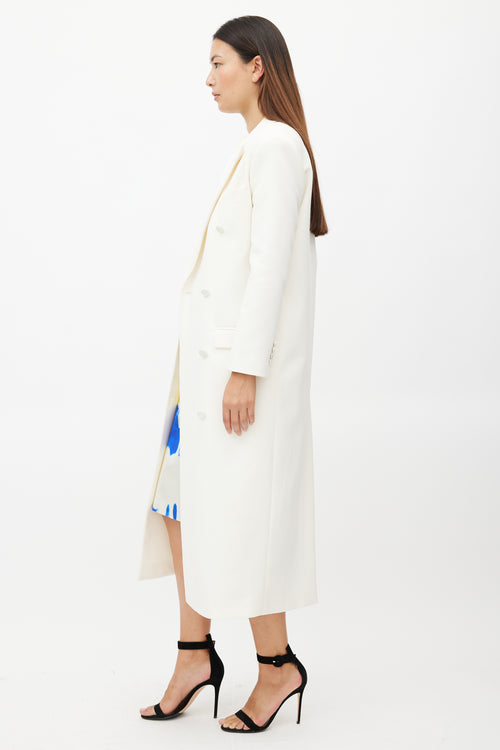 Magda Butrym White Double Breasted Wool Coat