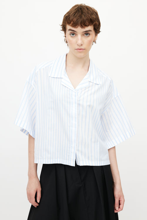 Maison Kitsuné Blue 
White Striped Boxy Shirt