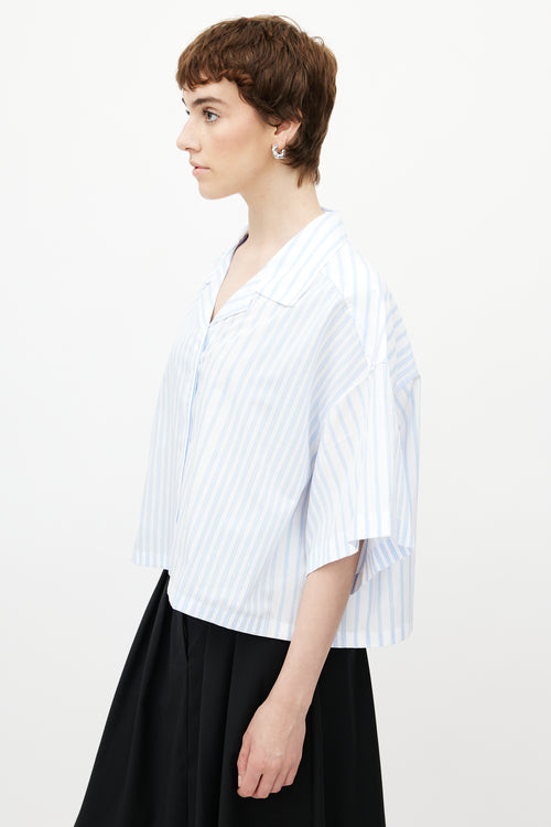 Maison Kitsuné Blue 
White Striped Boxy Shirt