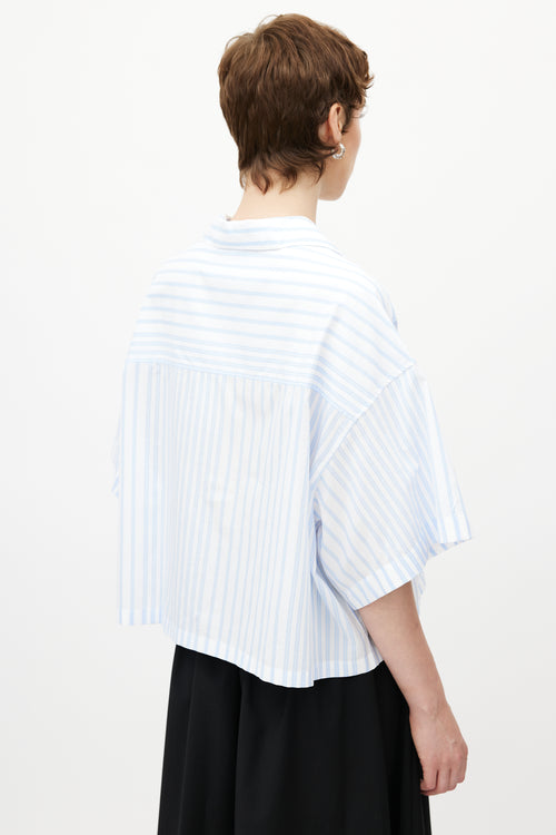 Maison Kitsuné Blue 
White Striped Boxy Shirt