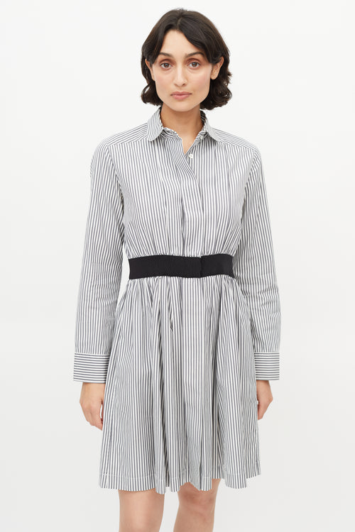 Maison Kitsuné Grey 
White Stripe Shirt Dress