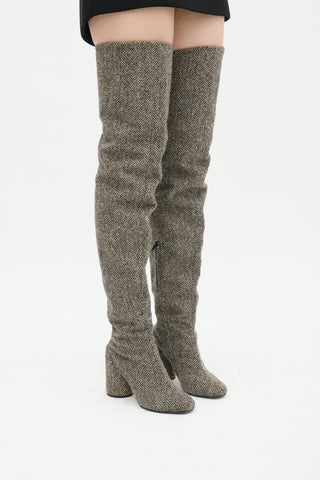 Maison Margiela Beige 
Black Wool Herringbone Boot