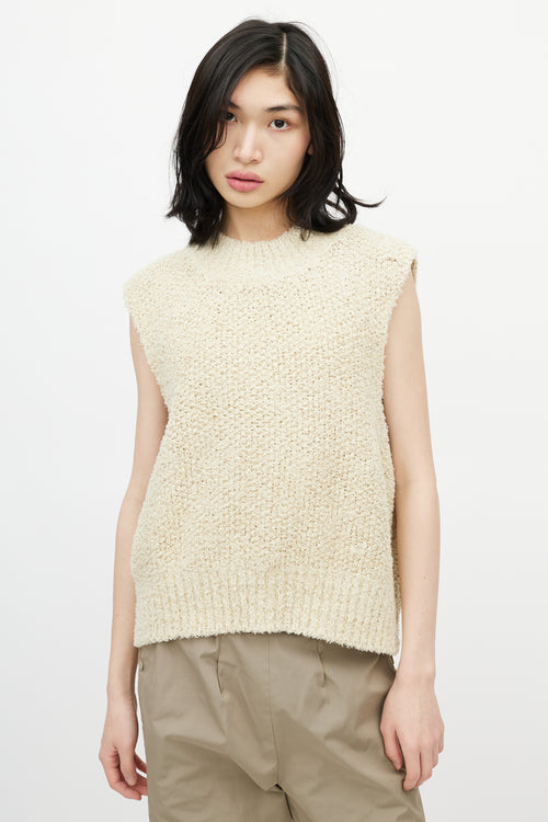 Maison Margiela Beige Linen Tweed Sweater Vest