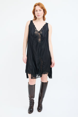 Maison Margiela Black Asymmetric Lace Slip Dress