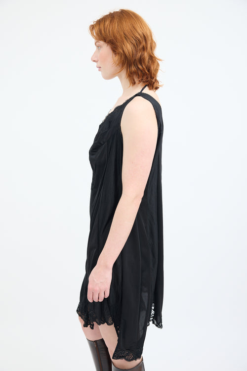 Maison Margiela Black Asymmetric Lace Slip Dress