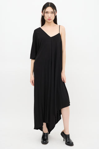 Maison Margiela Black Asymmetrical Shift Maxi Dress