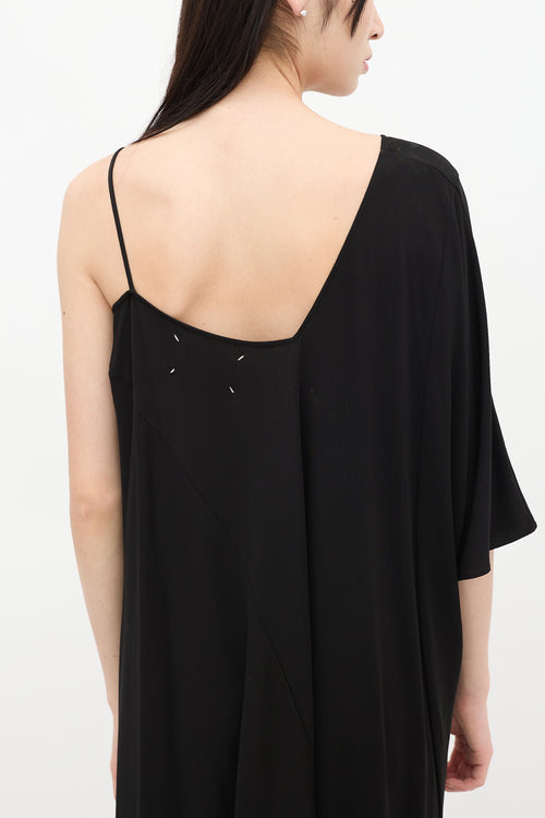 Maison Margiela Black Asymmetrical Shift Maxi Dress