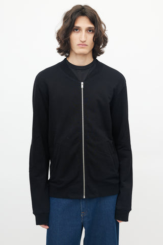 Maison Margiela Black Cotton Elbow Patch Zip Up Sweater