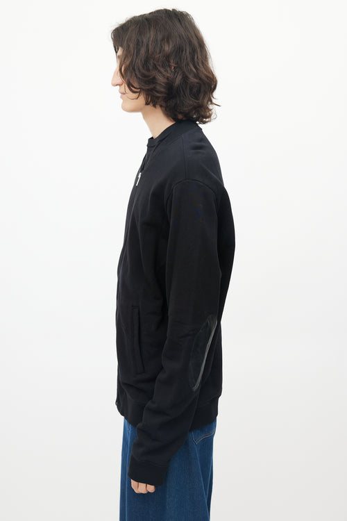 Maison Margiela Black Cotton Elbow Patch Zip Up Sweater