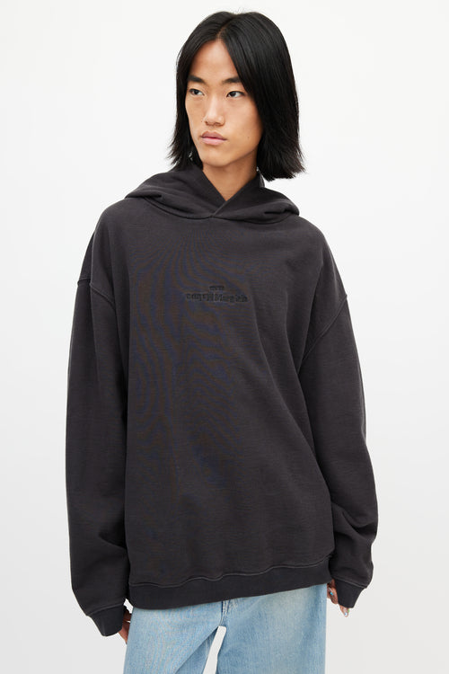 Maison Margiela Black Embroidered Logo Hoodie