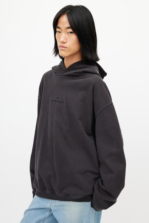 Maison Margiela Black Embroidered Logo Hoodie