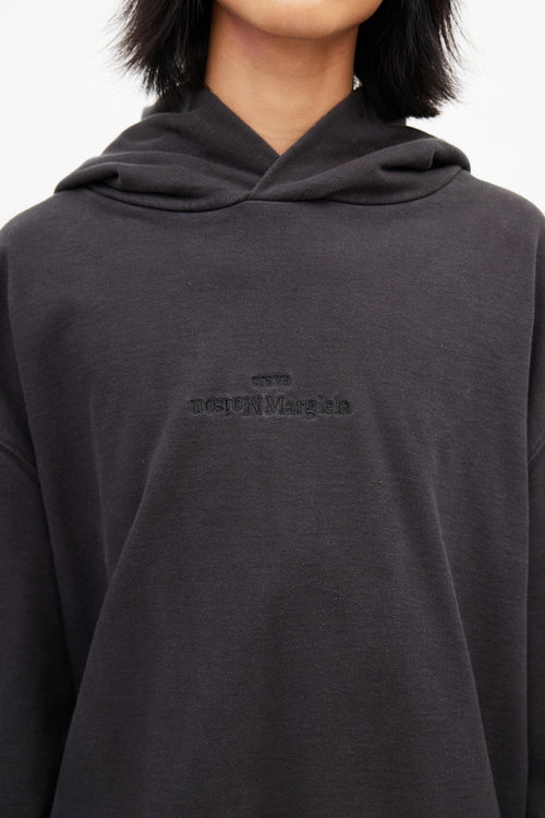 Maison Margiela Black Embroidered Logo Hoodie