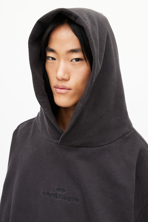 Maison Margiela Black Embroidered Logo Hoodie