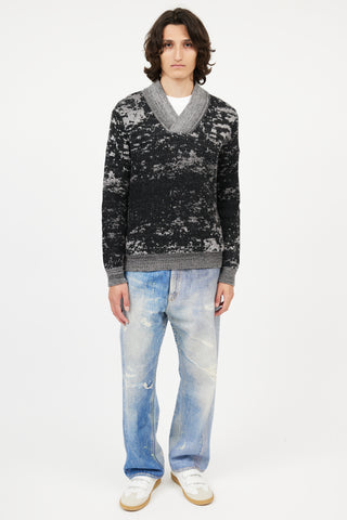 Maison Margiela Black 
Grey V-Neck Sweater