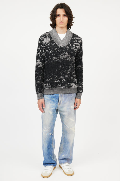 Maison Margiela Black 
Grey V-Neck Sweater