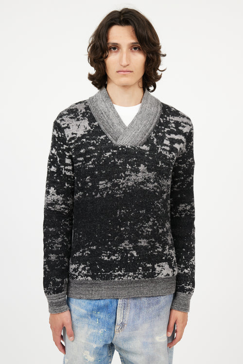 Maison Margiela Black 
Grey V-Neck Sweater