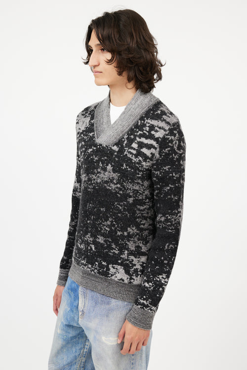 Maison Margiela Black 
Grey V-Neck Sweater