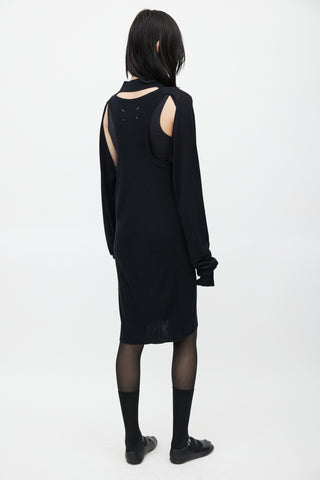 Maison Margiela Black Knit Cut Out Sweater Dress