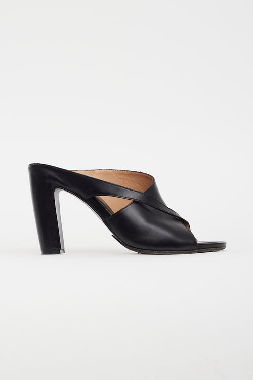 Maison Margiela Black Leather Block Heel Sandal