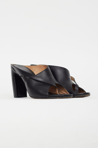 Maison Margiela Black Leather Block Heel Sandal