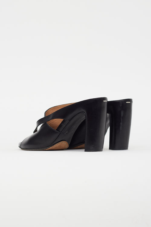 Maison Margiela Black Leather Block Heel Sandal