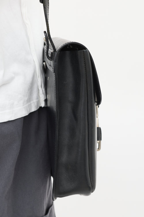 Maison Margiela Black Leather Messenger Bag